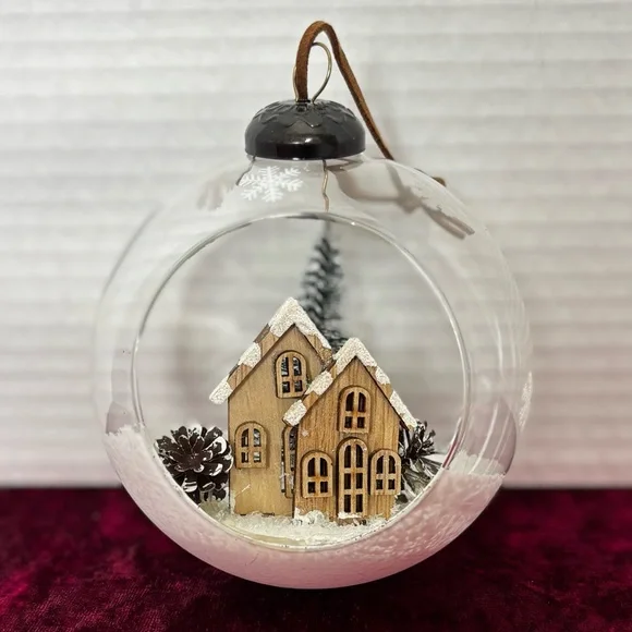 4" DIORAMA SNOWGLOBE GLASS ORNAMENT WITH SNOWY WINTER SCENE - Picture 8 of 11